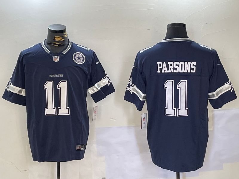 Men Dallas Cowboys 11 Parsons Blue 2024 Nike Three generations Vapor Limited NFL Jersey style 8